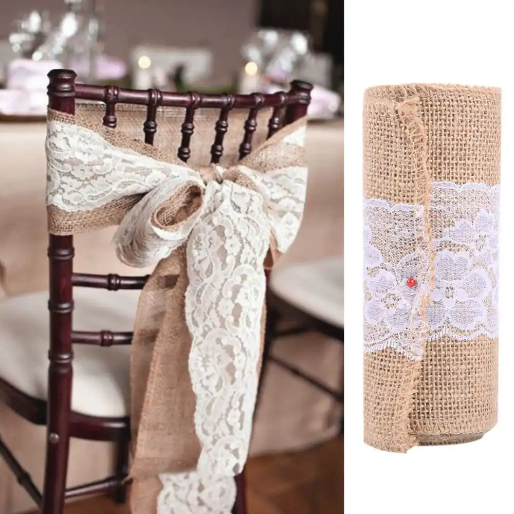 Beautiful Jute Burlap Lace Naturally Elegant Burlap Chair Sashes