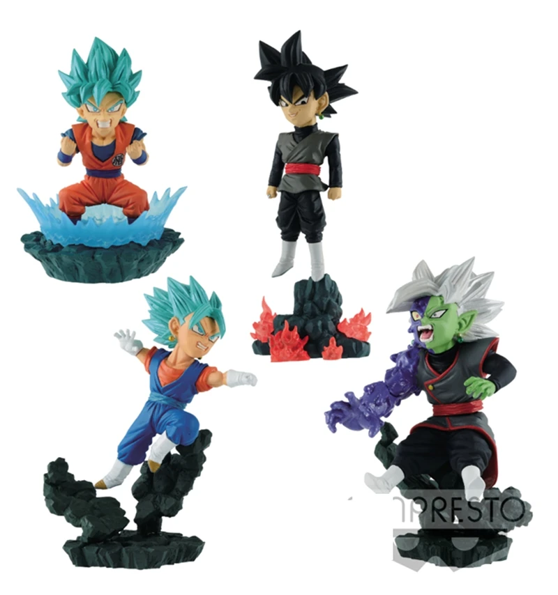 

WSTXBD 4Pcs/Set Original Banpresto Dragon Ball Super WCD Goku Vegetto Rose Black Goku Figure Brinquedos Toys Figurals Dolls