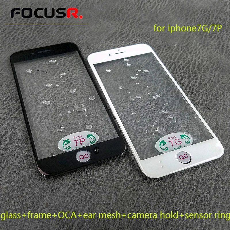 

Outer Glass Lens With Bezel frame COA Ear Mesh Camera Hold Senor Ring For iphone 7G/7P Mobile Phone Touch Panel