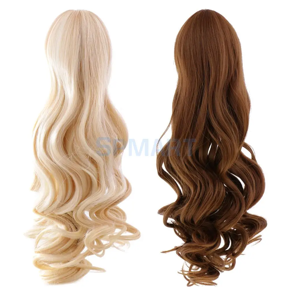 

2 Pieces Dolls Full Head Wavy Curly Hair Wig Hairpiece for 18'' American Girl Dolls DIY Making Accessories