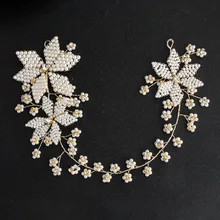 SLBRIDAL Handmade Golden Rose Gold Crystal Rhinestones Pearls Wedding Hair accessories Headdress Bridal Headband Women Jewelry SLBRIDAL Handmade Golden Rose Gold Crystal Rhinestones Pearls Wedding Hair accessories Headdress Bridal Headband Women Jewelry