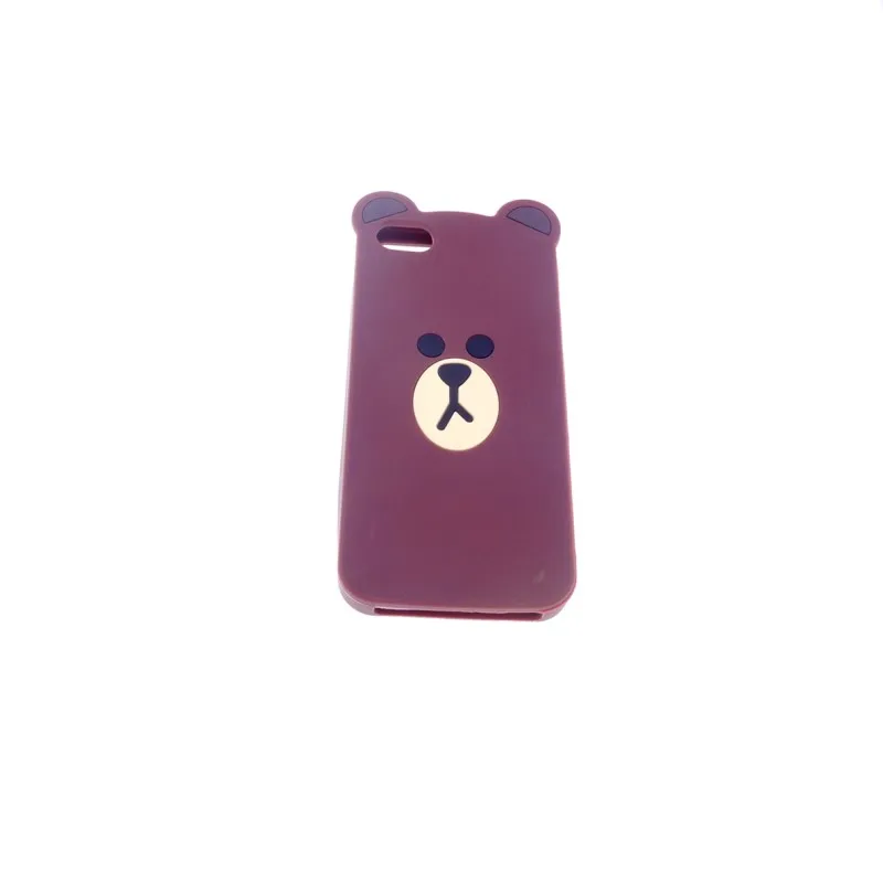 

Brown Colors Cute 3d Cartoon Bear Smile Soft Rubber Silicone Case for iphone 5 5S Phone Protective Cover