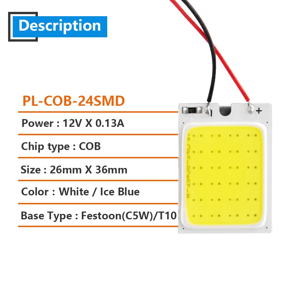 2 шт. 12 в белый Ледяной Синий COB 24 SMD светодиодные панели освещение купол Интерьер