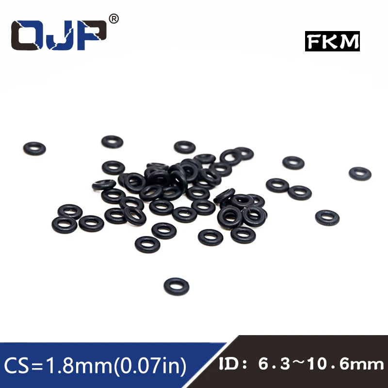 

10PCS Fluorine rubber Rings Black FKM O ring Seal 1.8mm Thickness ID6.3/7.5/7.65/8/8.5/9/9.25/10/10.6mm O-Ring Seal Gasket Oil