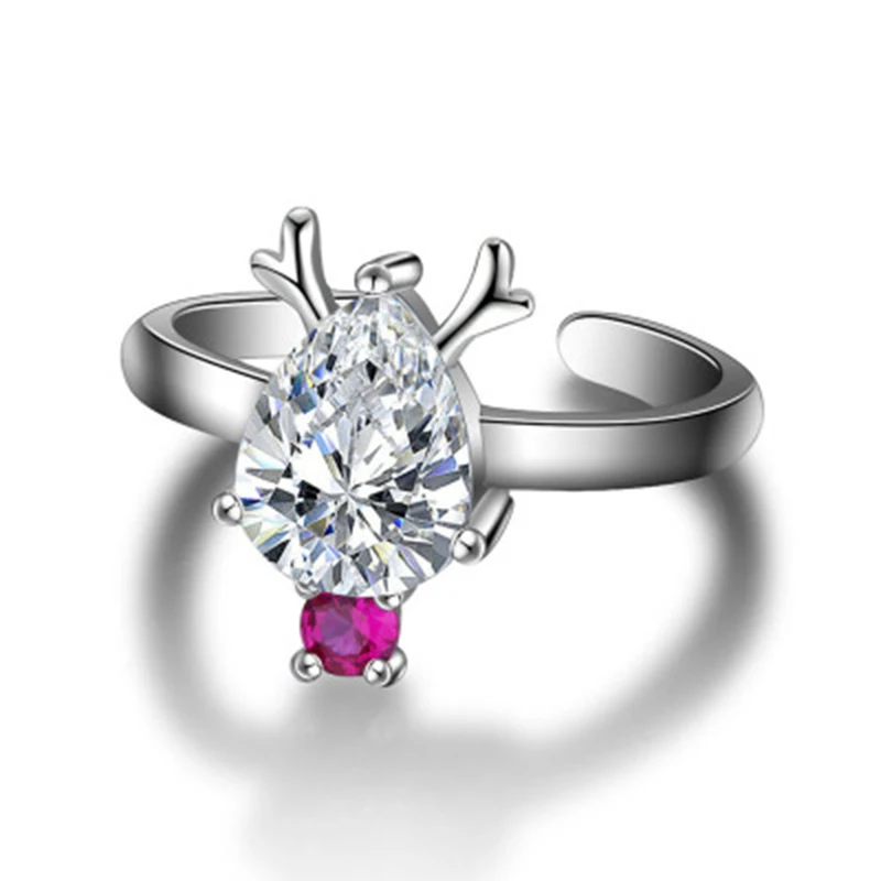Qevila Rings for Women Fashion plated S925 Sterling Silver Deer Red Gemstone石榴石 Pearl wedding engagement Ring Romantic Valentine’s Day Gift Gothic ring men Anillos Mujer (2)
