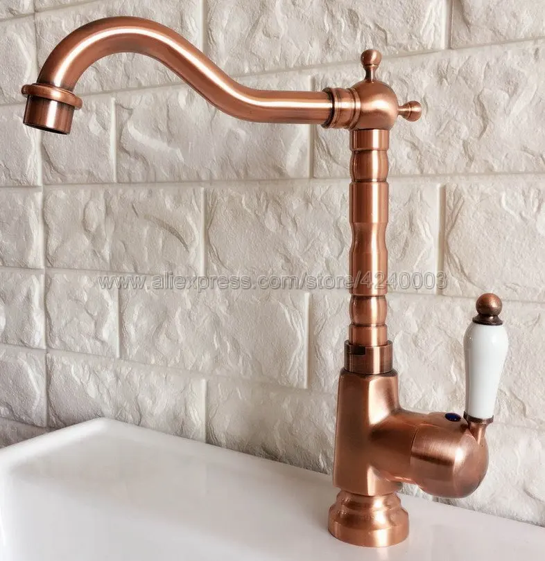 Kitchen Faucet Red Copper Antique Faucet 360 Degree Swivel ...