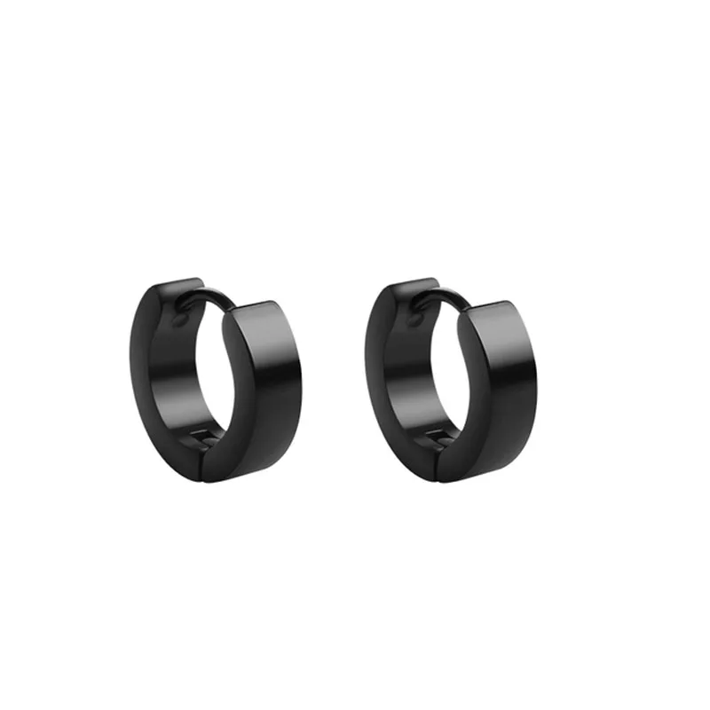 Sellsets 2 шт индивидуальность серьги в стиле панк классические круглые серьги-кольца из нержавеющей стали для мужчин и женщин модные ювелирные изделия - Окраска металла: black