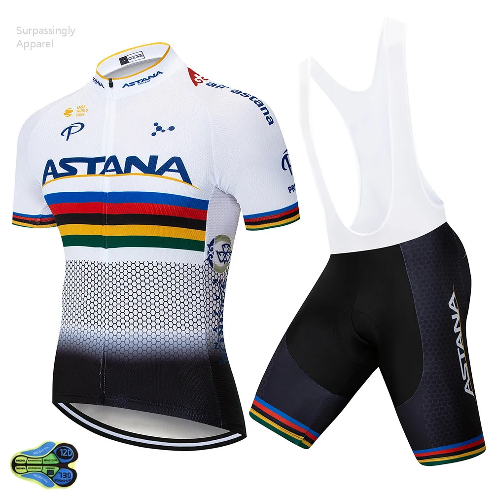 

2019 Pro UCI TEAM Bike Clothing ASTANA Cycling Jersey Set White Ciclismo Jersey Short Sleeve Set Cycling Clothing MTB Wear 12D