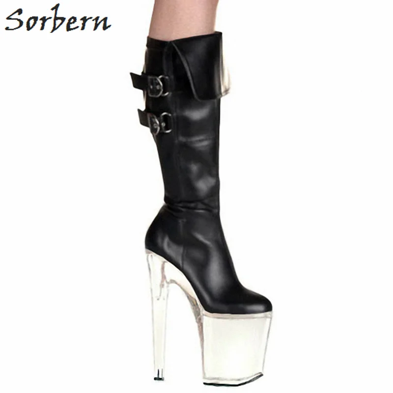 

Sorbern 20cm Clear Women Boots Plus Size China Size 35-46 Buckle Strap Bottines Femme 2018 Botines Mujer Fashion Ladies Boots