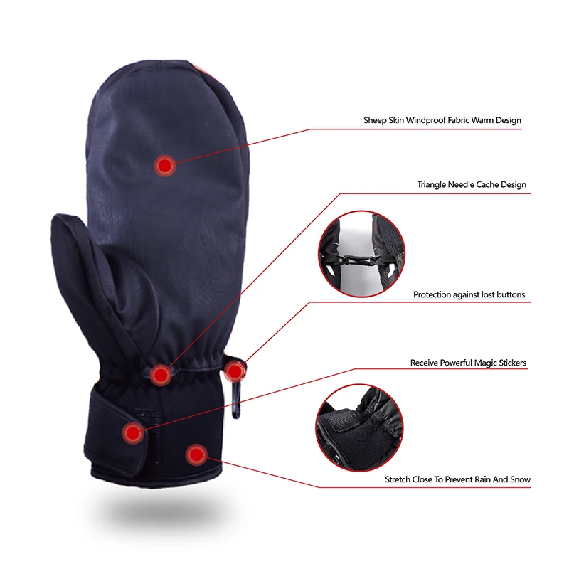 JACKCOME Five Finger Design Warm and Comfortable Waterproof Windproof Skiing    Snowboard Snowmobile Gloves 2