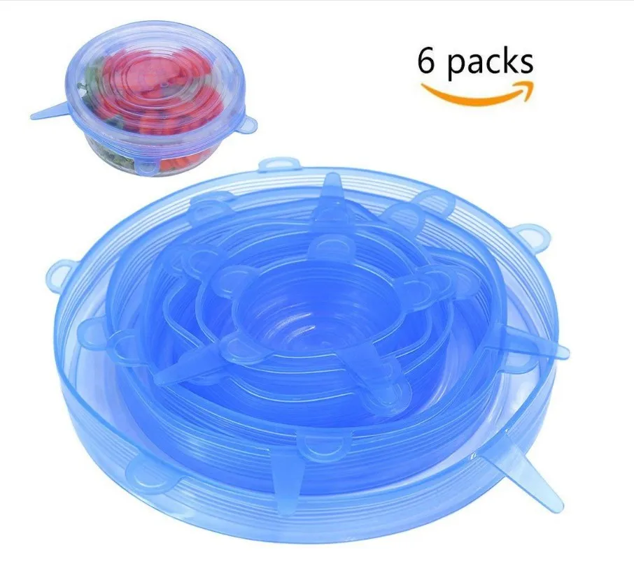 6 шт., силиконовые эластичные крышки, универсальная крышка, силиконовая ...