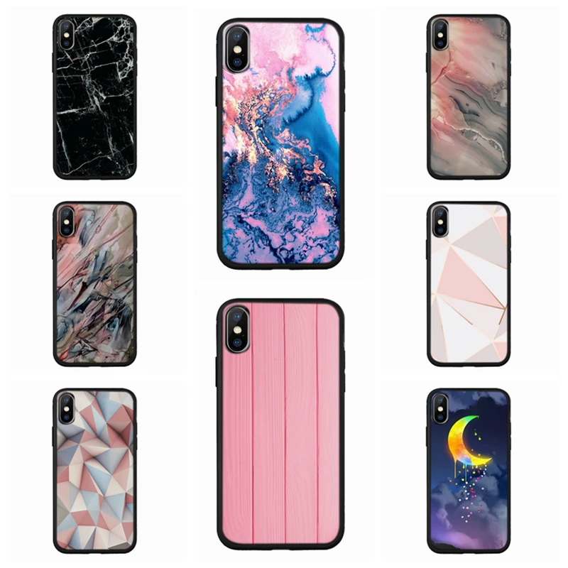 Silicone Cover Case For iPhone X XR XS 6 6S 7 8 Plus Marble paint design Pattern Phone Cases Back Shell Max B26 |