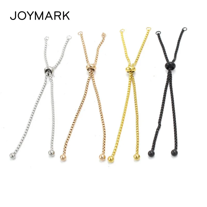 

JOYMARK Adjustable Stainless Steel Bracelet Chain Sliding Ball Chain Slide Extender Chains Jewelry Accessories 20pcs/lot BXGL201