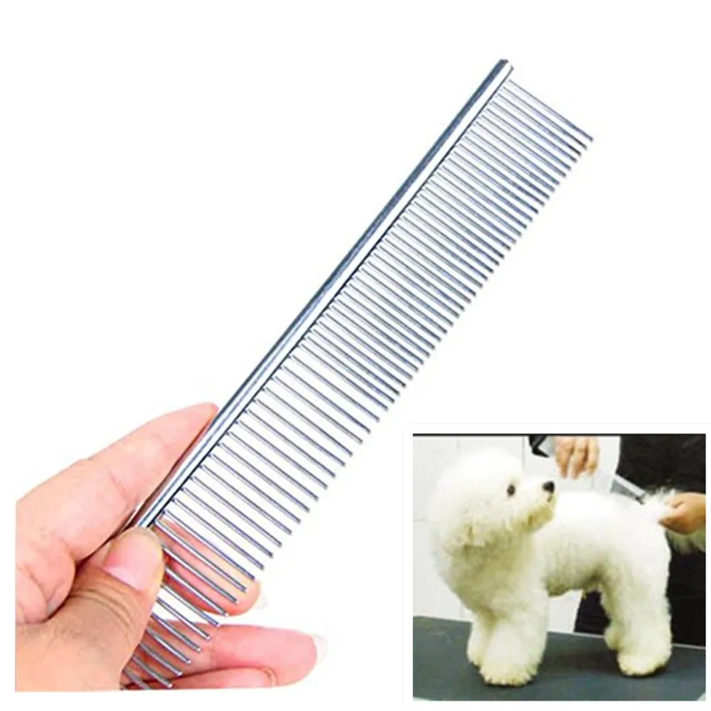 Pet Dog Cat Metal Double Row Teeth Brush Grooming Hair Comb Rake Tool (2)