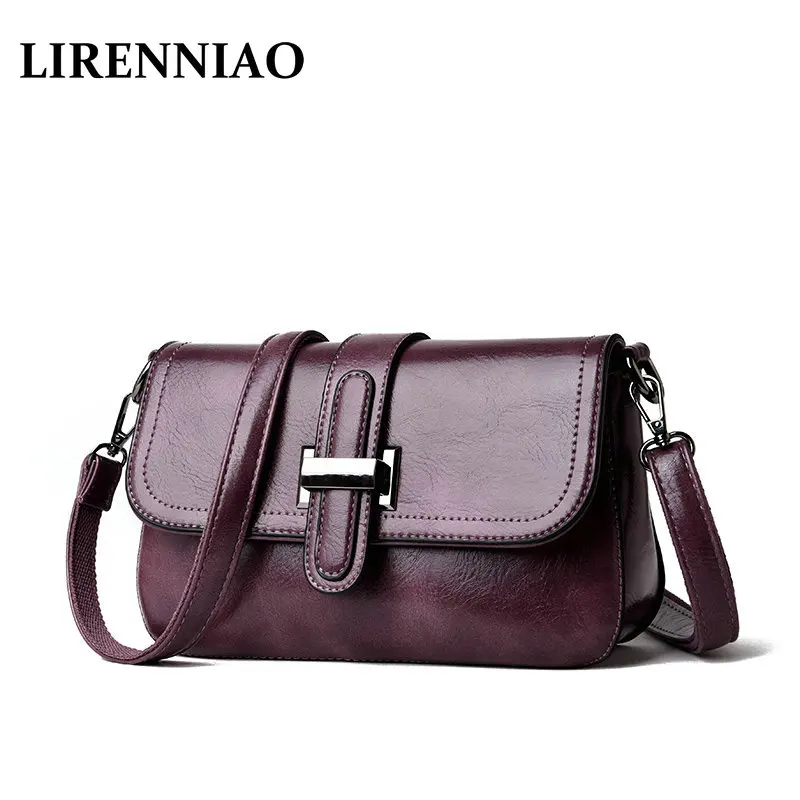 

LIRENNIAO 2019 Cowhide Leather Handbags Ladies Soft Crossbody Bags Leather Hand Bags Female Designer Women Shoulder Bags