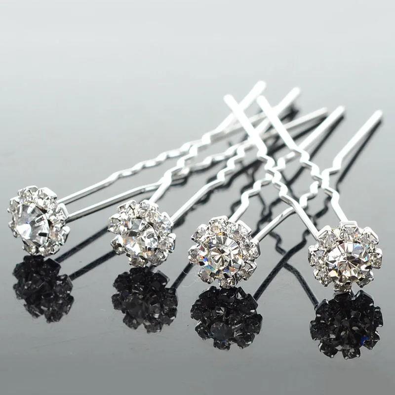 

20pcs/Lot Hot U Shape Crystal Rhinestone Hair Fork Flower Hair Pin Sticks Women Wedding Bridal Hair Accessories