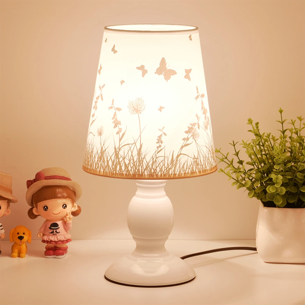 

HGhomeart Contemporary Table Lamps Reading Bed Light E27 White Desk Lamp Switch Button Bedside Lamp Indoor Lighting Desk Light