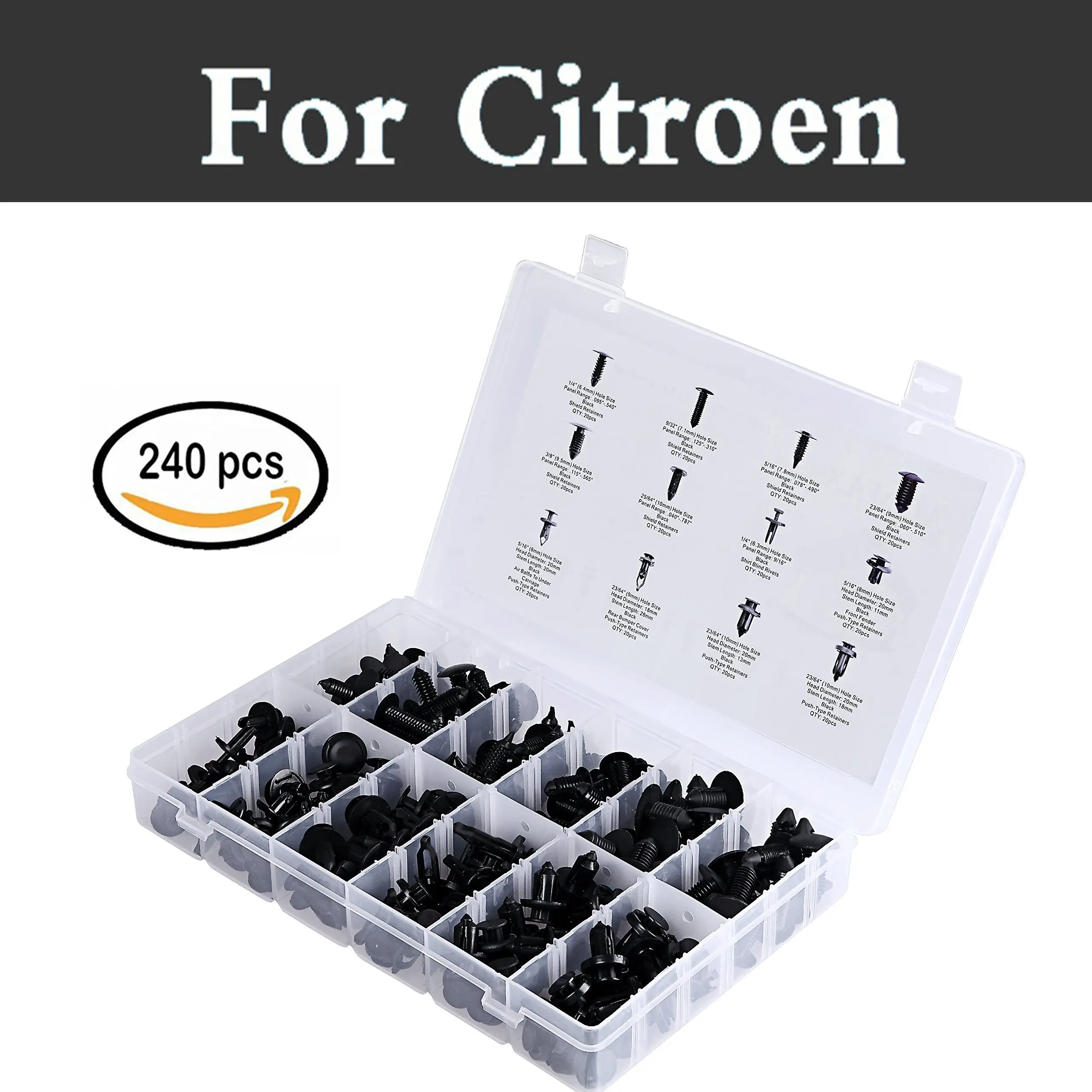 

240pcs/Set Car Styling Body Door Push Retainer Pin Rivet Trim Clip Panel Moulding For Citroen C1 C2 C3 C4 Aircross Cactus C5 C6