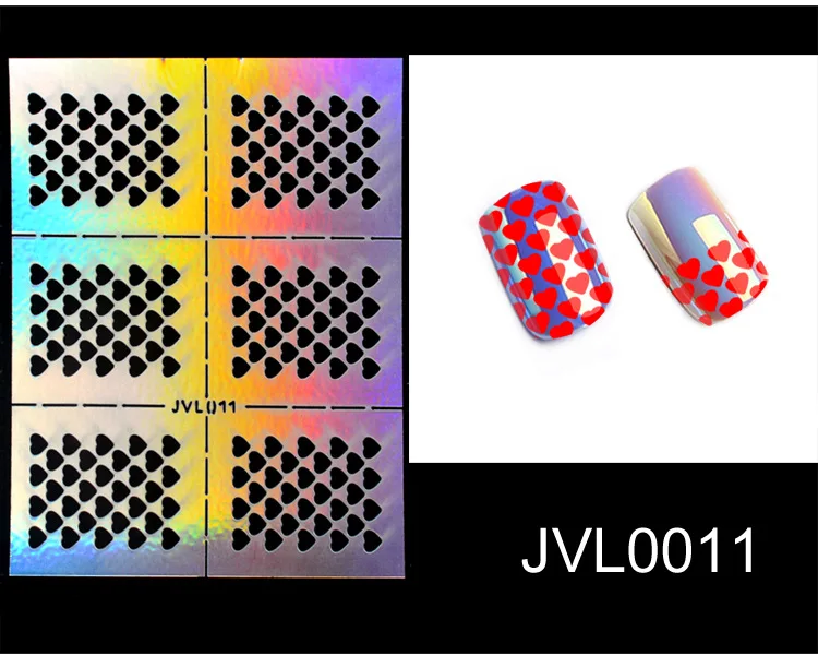 Лазерные полые виниловые наклейки для ногтей наклейки-трафарет руководство по переводу шаблон Сердце Звезда рыба дизайн ногтей наклейки ногтевая декоративная наклейка - Цвет: 011