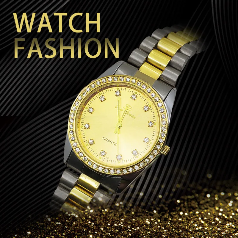 

2019 High Quality Mens Watches Top Brand Luxury Quartz Watch Full Steel Diamond Male Clock Gold Wristwatch