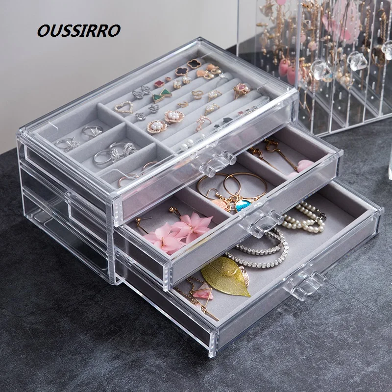 OUSSIRRO портативный чехол для ювелирных изделий, пластиковая коробка для ювелирных изделий, органайзер для макияжа, косметическая коробка и д... OUSSIRRO портативный чехол для ювелирных изделий, пластиковая коробка для ювелирных изделий, органайзер для макияжа, косметическая коробка и д...