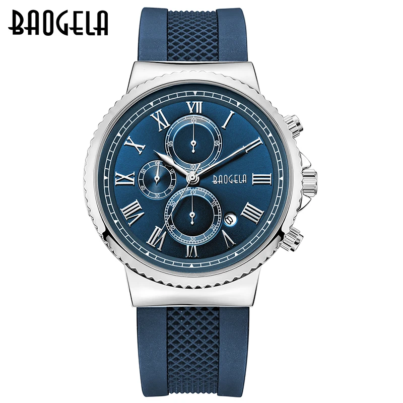 

BAOGELA Mens Quartz Watch silicone Band Slim Men Watch Fashion Sports military business Wrist watch1708