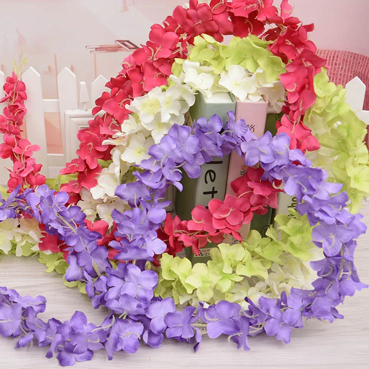 5PCS 200cm Long Artificial Hydrangea Flower Wedding Arch Flowers Rattan