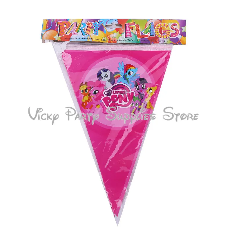 

10pcs/lot My Little Pony Party Falg Banner Pennant Luxury Birthday Baby Shower Theme Party Flag Banner Party Decoration Supplies