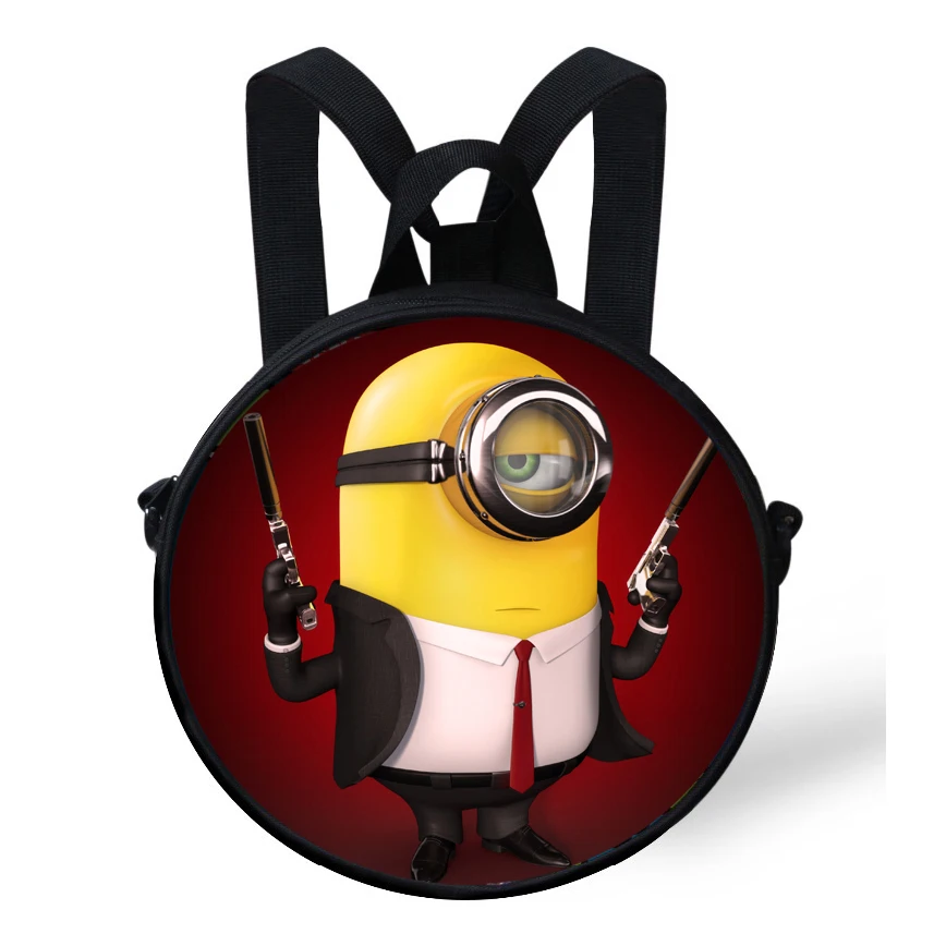 

9-inch Cartoon Mochilas infantis Despicable Me Minions Bag School Kids Printed Minions Round Backpack Girls Boys Children Bag