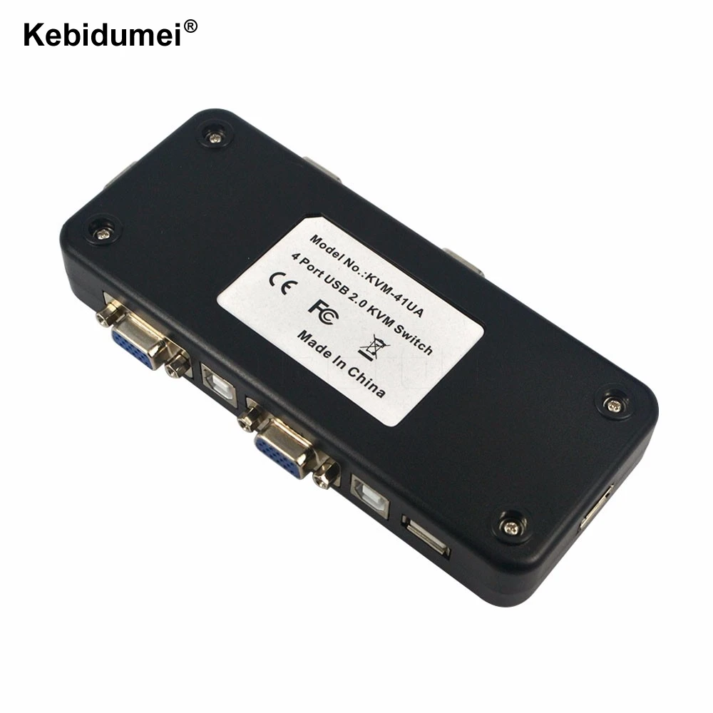 Kebidumei 4-портовый концентратор USB 2,0 KVM коммутатор VGA переключатель SVGA коробка адаптер разъем принтер клавиатура мышь 4 компьютера использовать 1 монитор