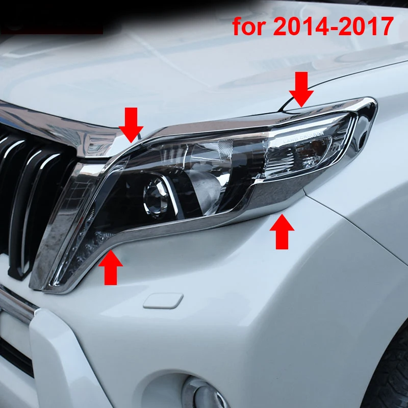 2pcs For TOYOTA PRADO 2010 2013 2014 2017 Headlight cover decorative