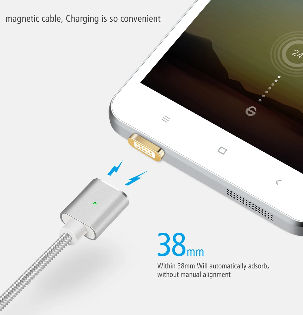 Magnética Micro Usb Cables de carga rápida para teléfono móvil Android imán Cable de datos del cargador para Xiaomi Redmi 4x Gaxaly S7 cargo