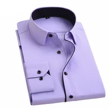 Мужские рубашки Новая мужская мода с длинным рукавом Slim Fit Высококачественная однотонная Повседневная деловая рубашка плюс размер 4XL