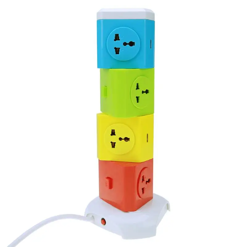

2/3/4 Layer Universal Smart Electrical Plugs Vertical Power Socket Outlet AC Power Suit + 2 USB Ports 1.8M Length Cable US