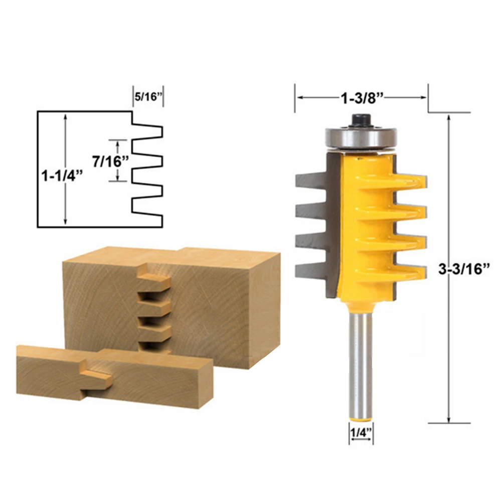 1PC 1 4 Inch Shank Rail Reversible Finger Joint Glue Router Bit Tenon Woodworking Cutter Tool
