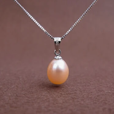 SHDIYAYUN Big Sale Pearl Necklace 9-10mm Drop Shape Natural Freshwater Pearl Pendant 925 Sterling Silver Jewelry For Women Gift
