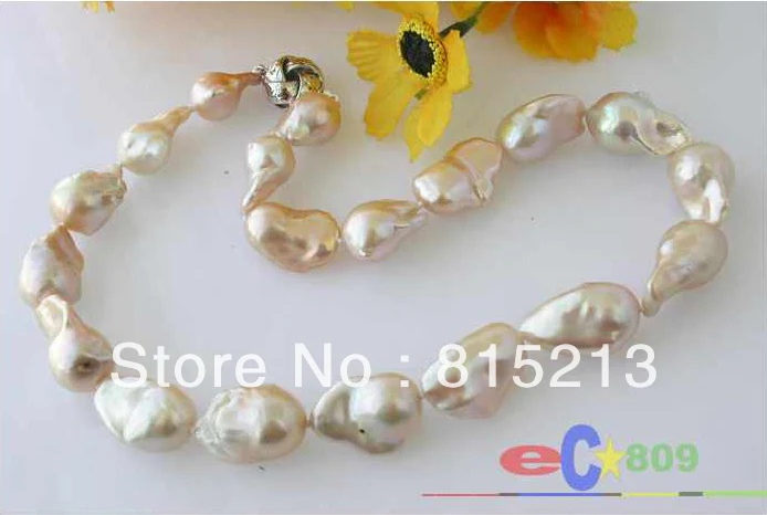 

N752 HUGE 17" BAROQUE PINK KESHI REBORN PEARL NECKLACE N Discount NEW