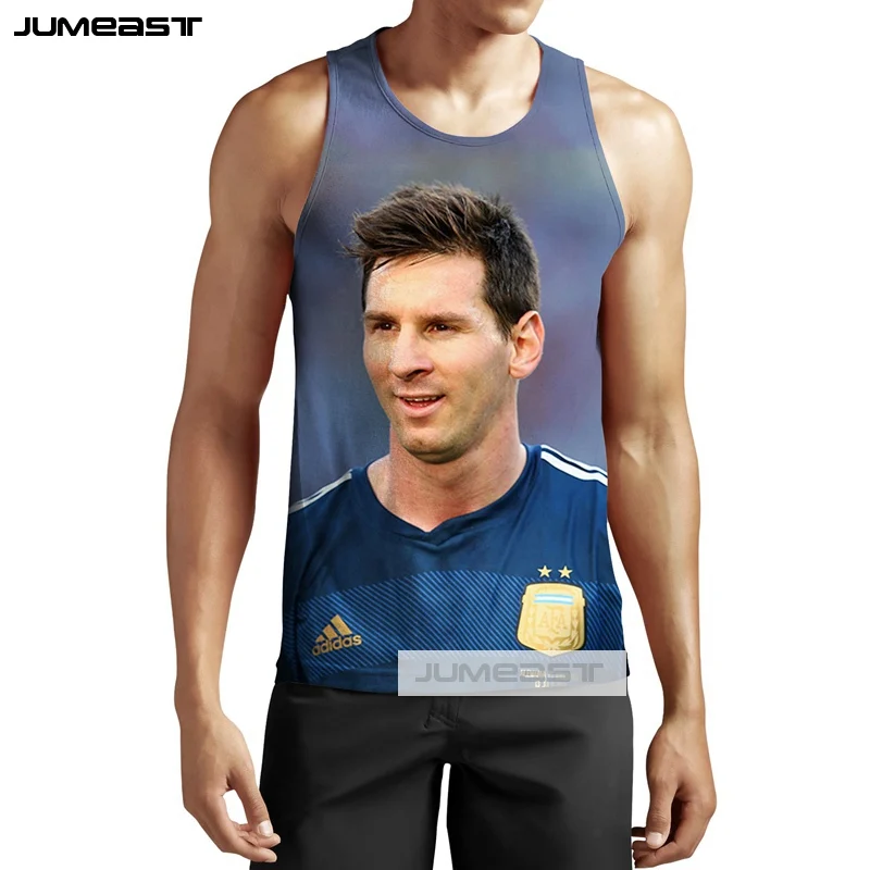 Jumeast бренд моды 3d печатных Lionel Messi мужские/женские топы супер Футбол Звезда Унисекс Без Рукавов Рубашка гусарский жилет - Цвет: 2