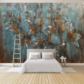 

European Style Retro Leaves Mural Wallpaper Modern Abstract Art Oil Painting Photo Wall Paper Living Room TV Sofa Background 3D