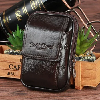 

New Men Genuine Leather Cowhide Fanny Pack Belt Hip Bum Waist Bag Travel Cell/Mobile Phone Case Cigarette Coin Purse
