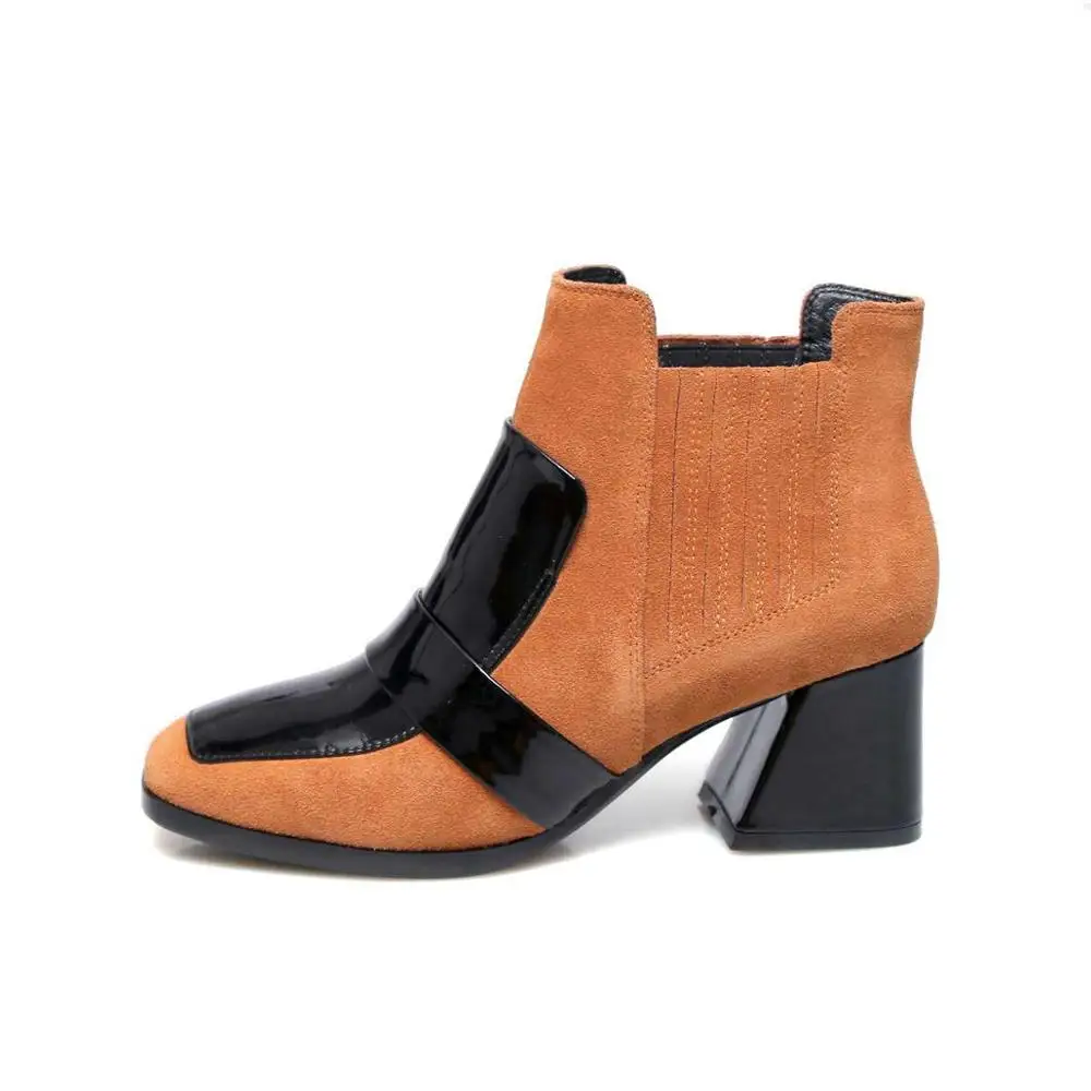 Suede Angle Boots 2017 Winter Genuine Leather Squa