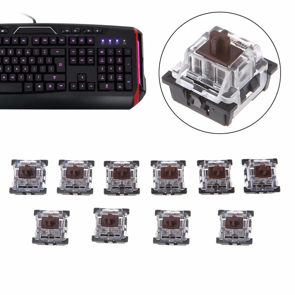 10 шт. 3 Pin KeyCaps коричневый механический переключатель клавиатуры Cherry MX переключатели замена клавиатуры Комплект Высокое качество