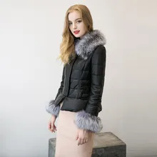 Woweile New Fashion Winter Women’s Down Cotton Parka Fur Collar Zipper Coat Quilted Jacket Coat