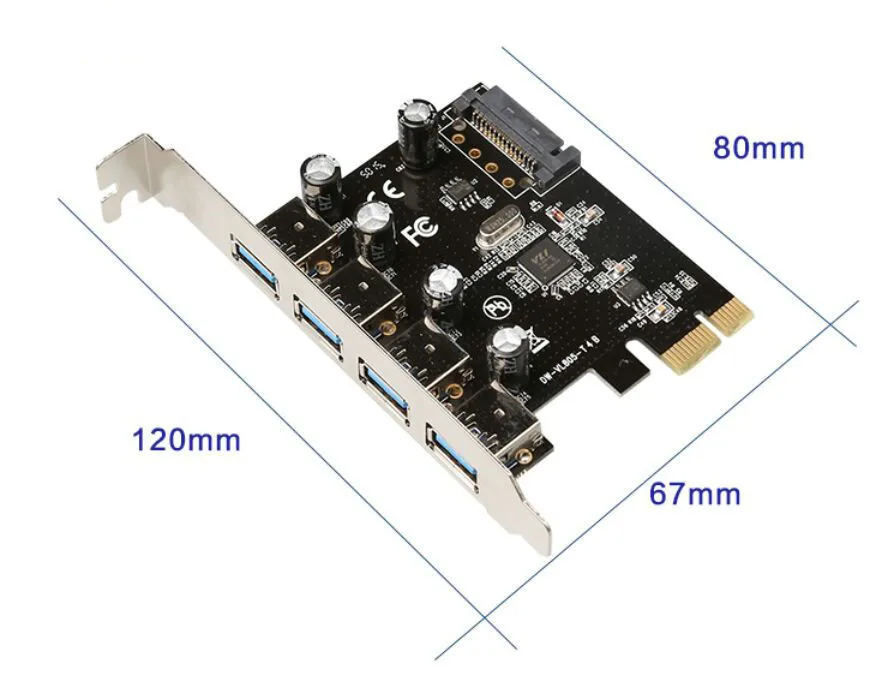 Great-Q Superspeed 4 порта USB 3,0 PCI Express riser Card PCIe USB 3,0 хост-контроллер 4 x USB3.0 с VL805