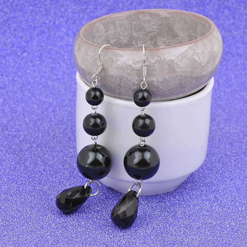 

Pendientes largos de perlas simuladas grandes elegantes de moda para regalo de fiesta de boda