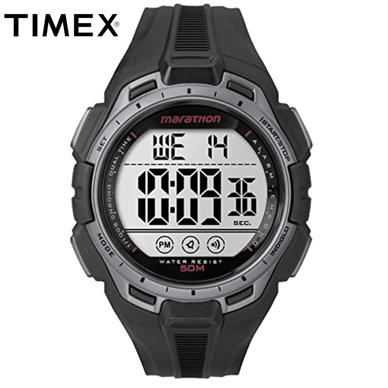 Timex оригинальный Для мужчин смотреть марафон TW5K946 ЖК дисплей Циферблат цифровой