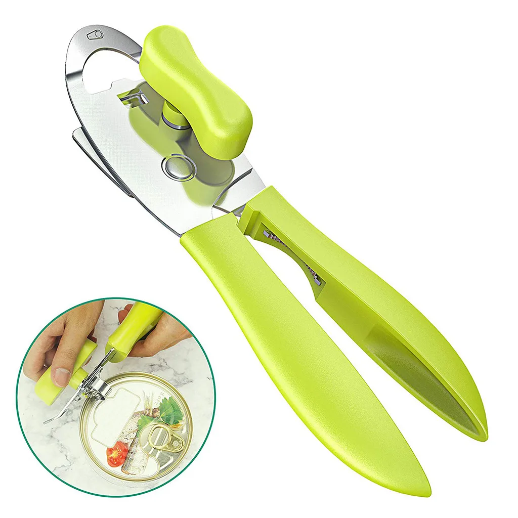 

4 in1 Can Opener Manual Smooth Edge Stainless Steel Heavy Duty Tin With Ergonomic Kitchen Tools multi-function Bottle Opener