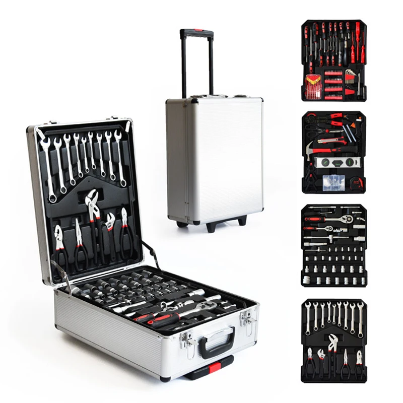 Tool Box Garage Tools Equipment Storage Trolley Case Kit Set Workshop Steel 599pcs Tools for Car Home Household Hand Tool Case