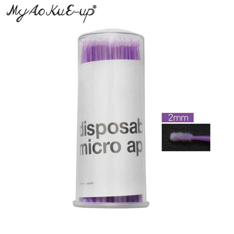 Dark Purple medium 100 шт./баррель Макияж Щетка для ресниц Microbrush мини кисти расширение одноразовые карандаше-аппликаторе Аппликаторы тушь для ресниц кисти - Handle Color: Dark Purple medium