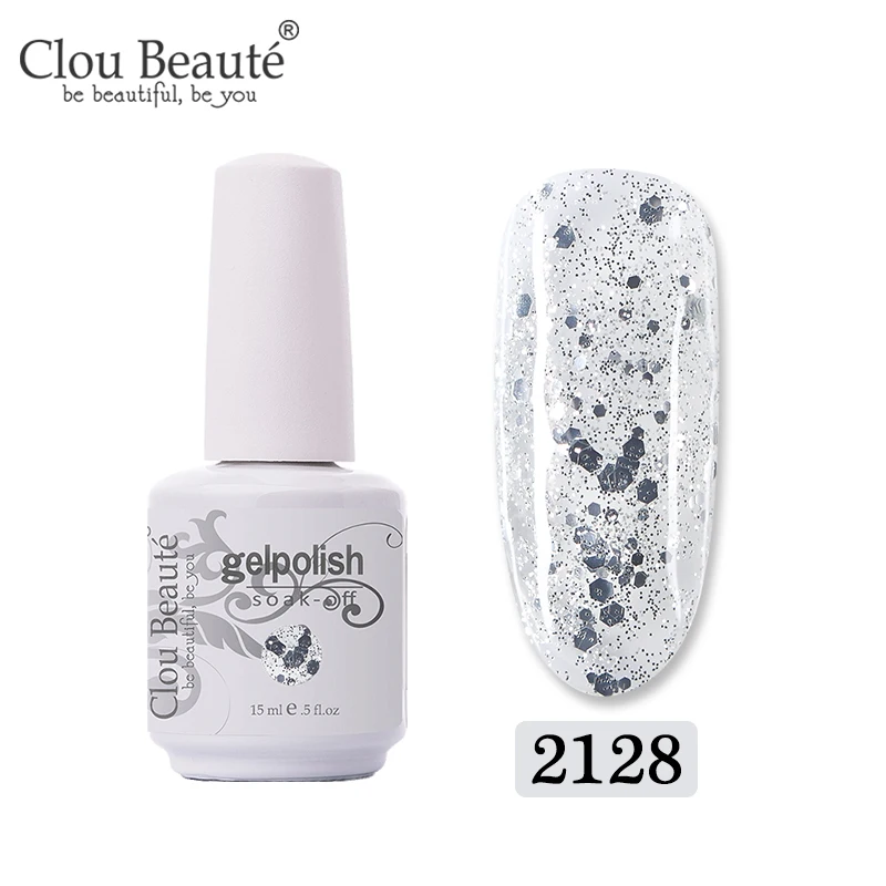 Clou Beaute Gel Nail Polish Top UV LED Gel Nail Art Varnish Hybrid Gel Polish Semi Permanent Vernis Gellak Glitter Gel Lacquer - Цвет: 2128